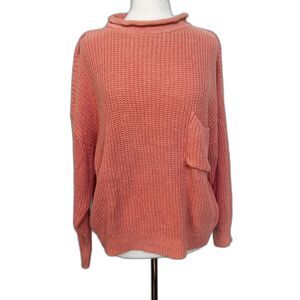 Vintage Forenza Rolled Neck Coral Chunky Cable Knit Sweater - Women S